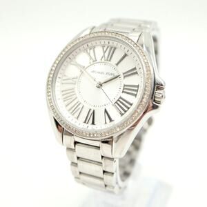 Michael Kors Kacie Silver Tone Womens 39mm Watch Gem Bezel MK6183 w New Battery